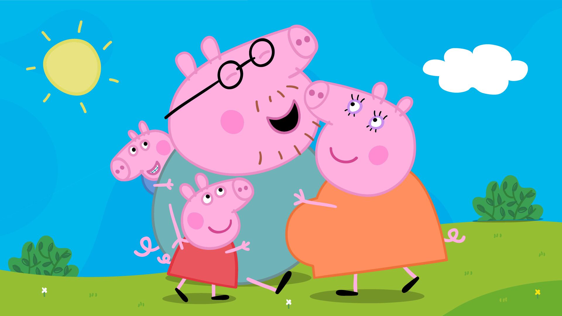 Peppa Pig and her animated family.