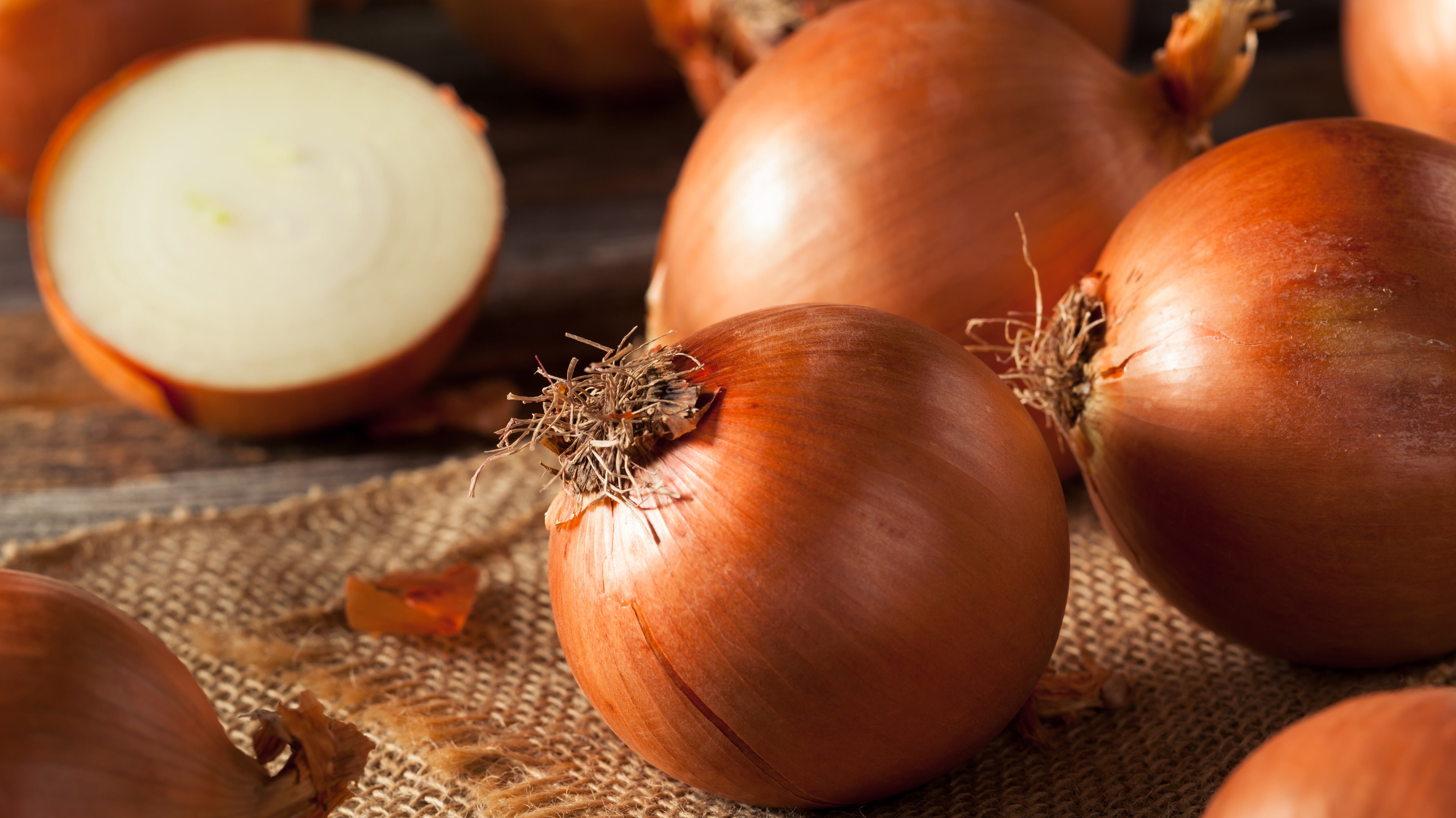 Raw Yellow Onions Ready for Cooking